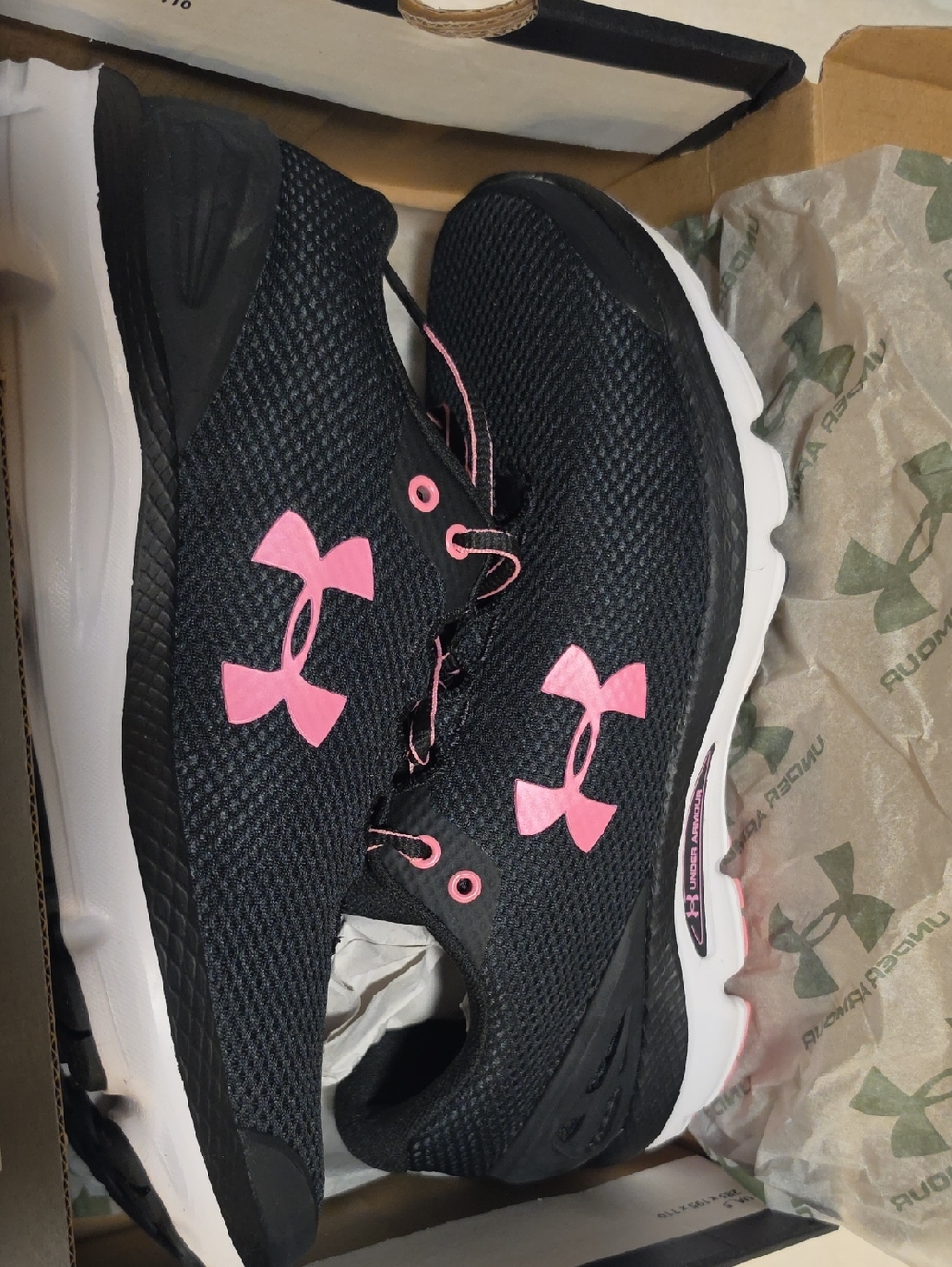 Under Armour Black Athletic Shoes with Pink Accents